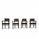 4 x RAC Royal English dining chairs / green leather cushions