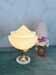 Lampe mid century avec opaline soucoupe blanche