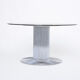 Table à manger italienne en métal chromé et verre