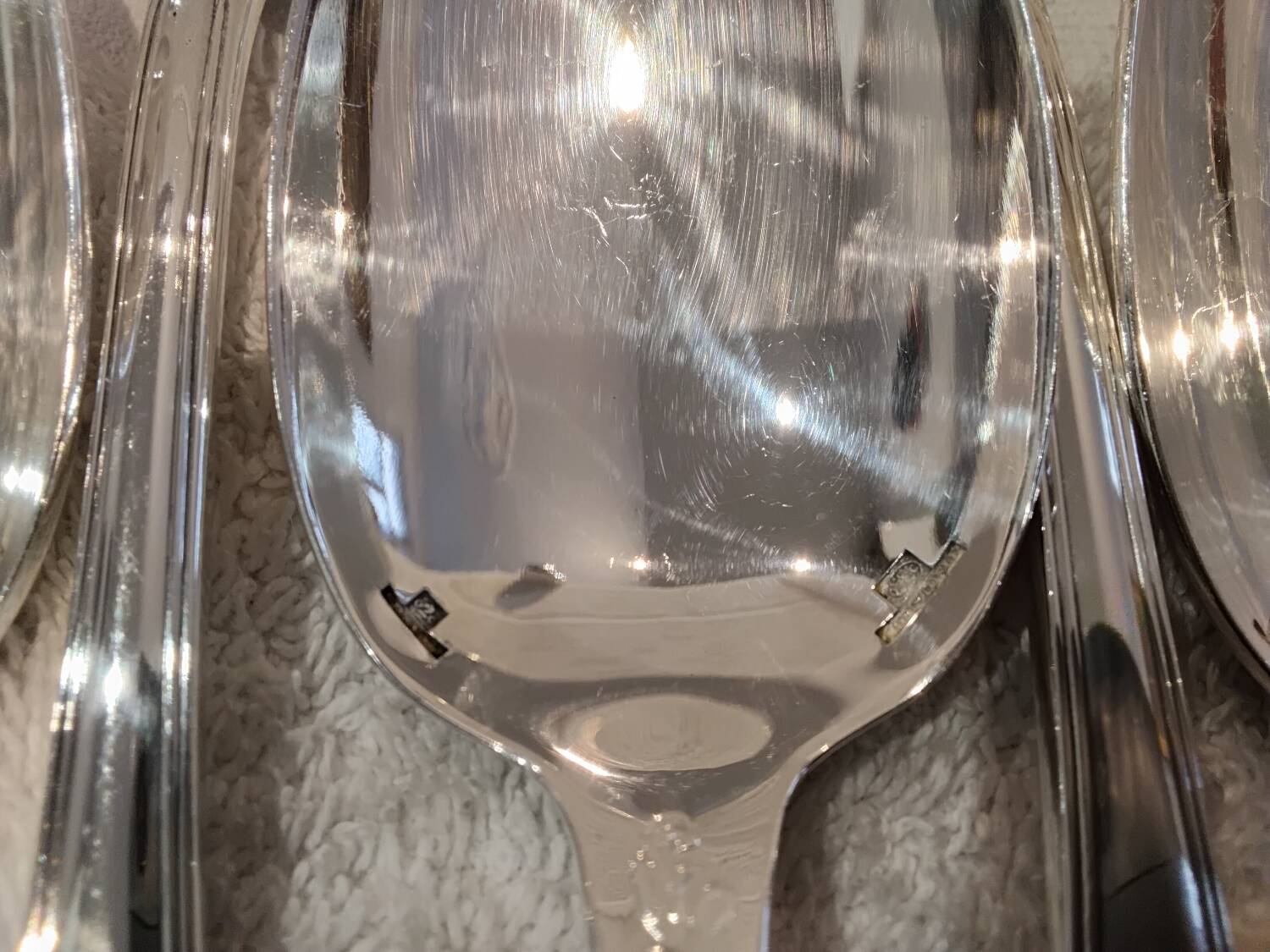 12 silver plated soup spoons by Christofle Marly, 20.6 cm