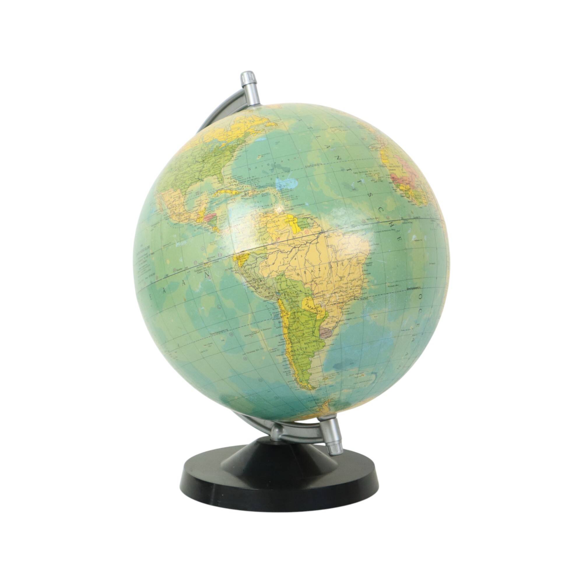 Large Vintage World Globe Political Globe Räth 33cm