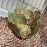 Murano Multicolored Green, Brown and Gold Glass Ceiling Lamp, Italy.