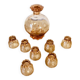 Vintage pink glass liqueur set