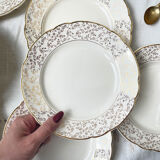 Villeroy & Boch dessert service in white porcelain golden flowers
