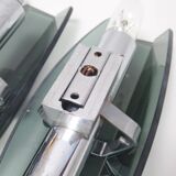 Pair of Veca smoked glass and chrome wall lights from the 70s