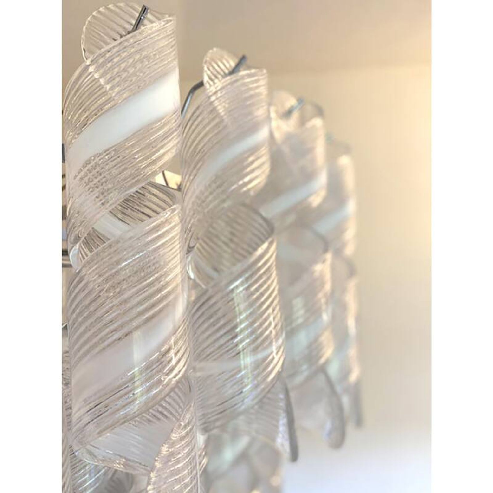 Transparent and White “Ricci” Murano Glass Chandelier