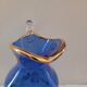 Ewer/pitcher, cobalt blue glass, enameled with flowers, 1950s-60s