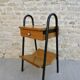 Wooden and metal boarding bedside table, 60s