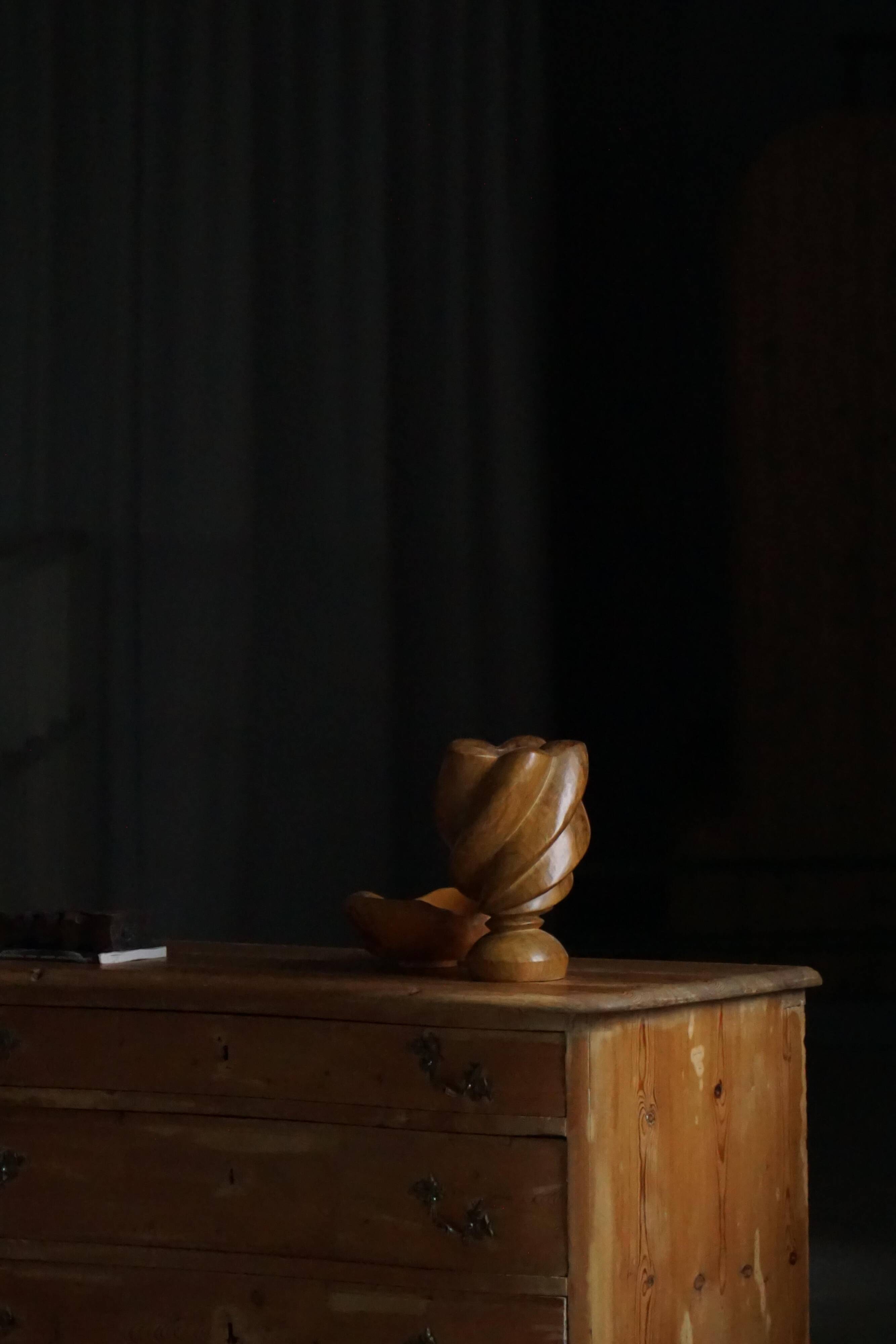 Scandinavian decorative wooden vase from the mid-20th century, 1960s.