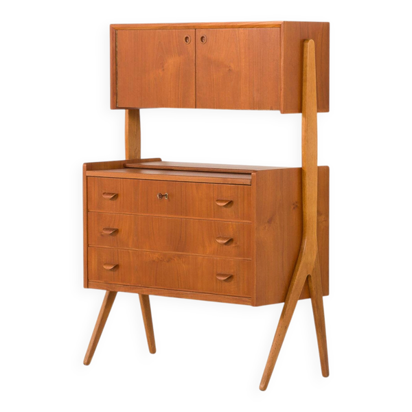 Secrétaire en teck danois avec coiffeuse cachée, attribué à Poul Volther, années 1960.
