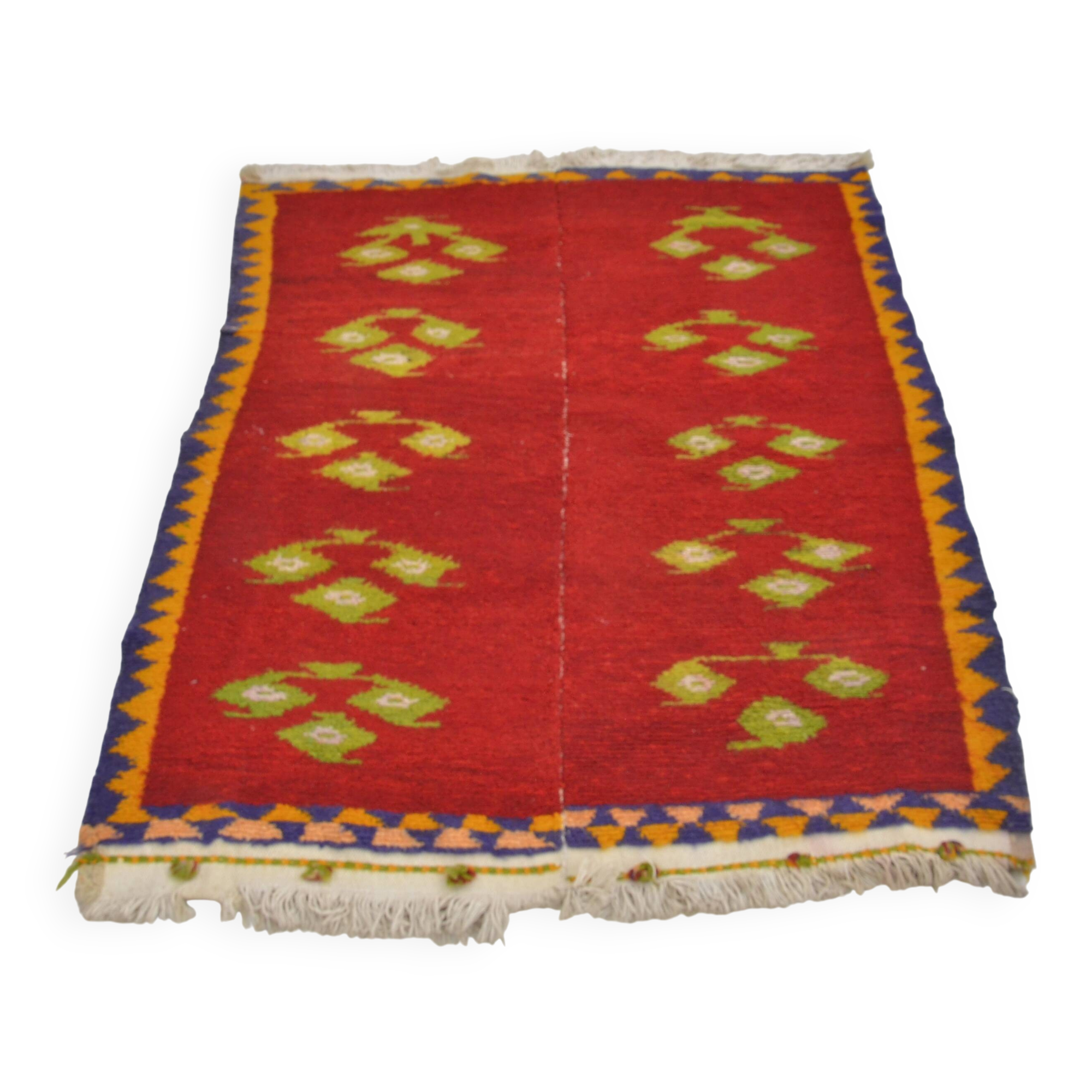 Vintage Handmade Angora Wool Rug sku 1670