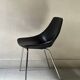 Barrel chair in black leather & chrome by Guariche for Steiner France 1970