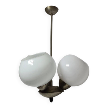 Chandelier en verre Art Déco, Pologne, années 1970