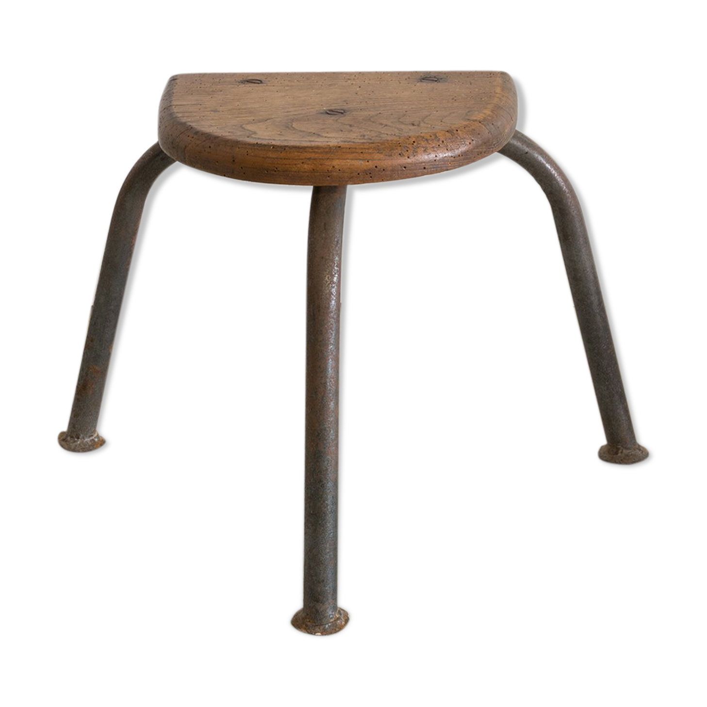 Wooden and tripod metal stool