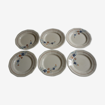 6 assiettes plate Sarreguemines petites fleurs