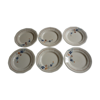 6 assiettes plate Sarreguemines petites fleurs