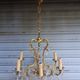 Antique cage chandelier in gilded bronze and crystal, 6 lights / working condition l gau