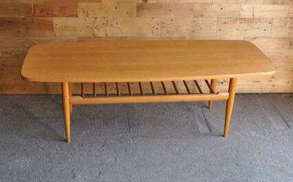 Beech coffee table with magazine rack, 1970s