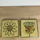 70s ceramic tile flower trivet, wall decoration