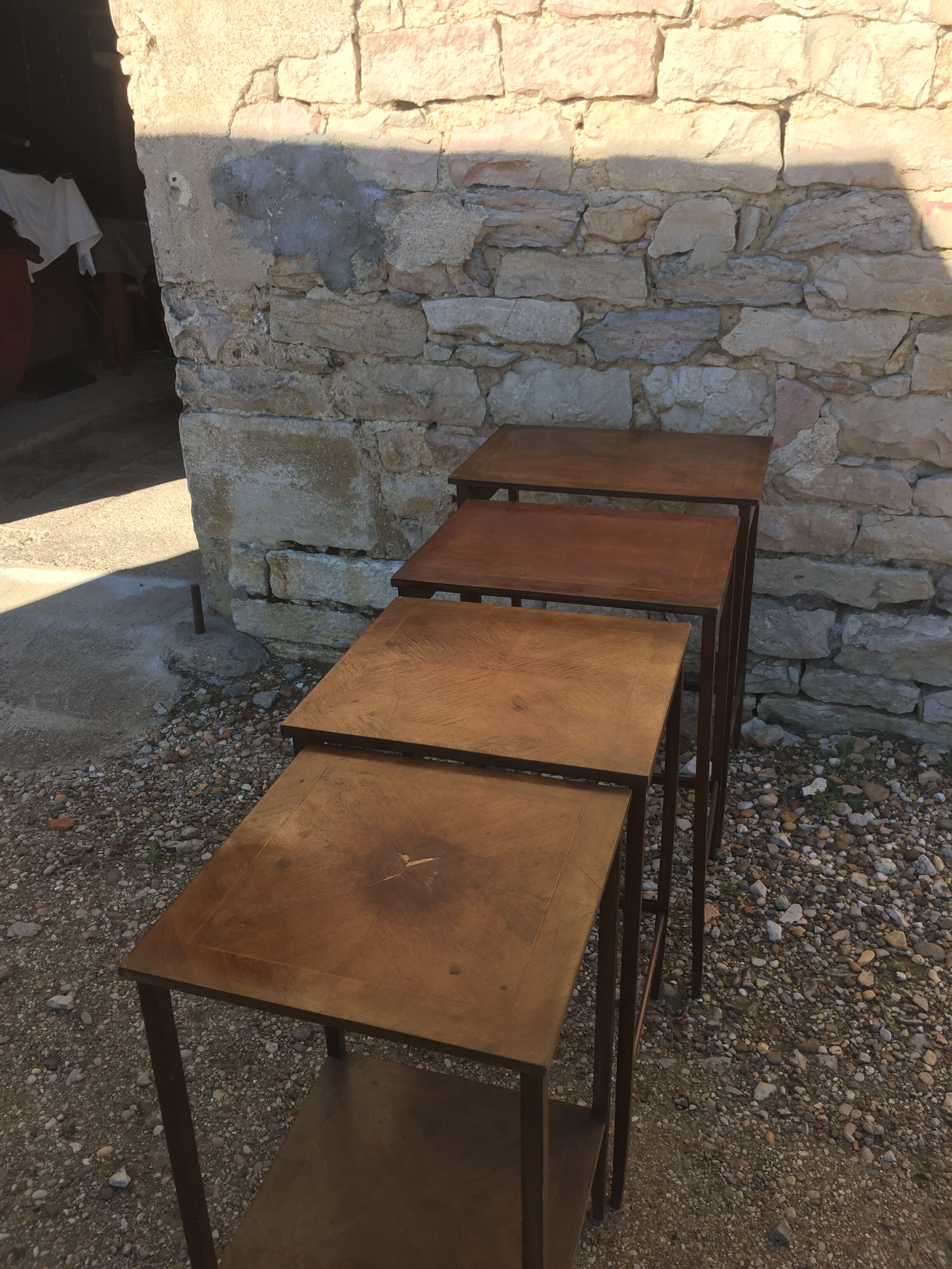 Pull-out tables old marquetry