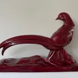 Faisan Art déco de Lemanceau fait par Saint Clément. Céramique vintage Charles Lemanceau.