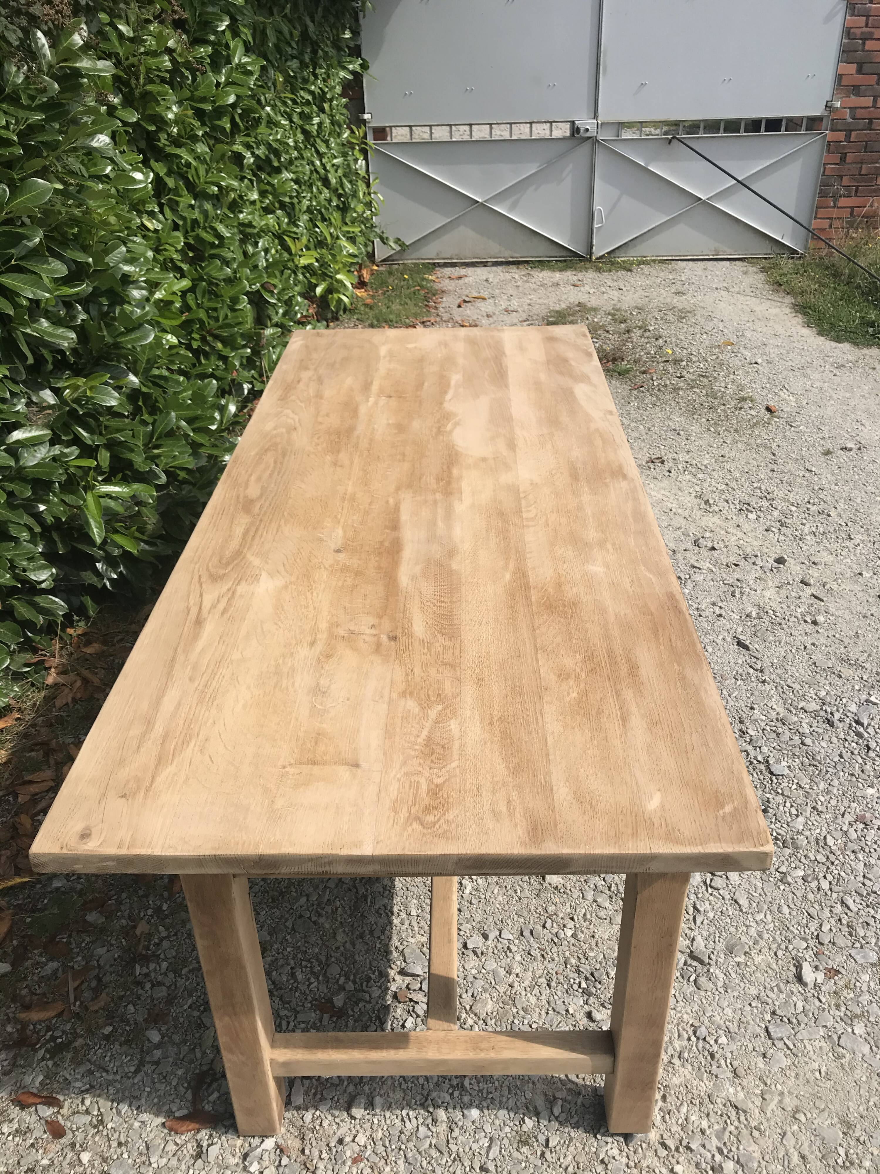 Solid oak farm table with drawer