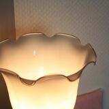 Lampe bois et verre en opaline vintage