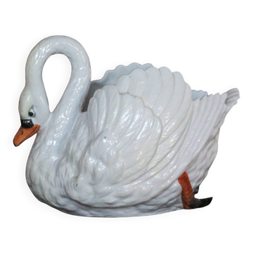 Jardinière céramique cygne, cache-pot cygne, vide poche