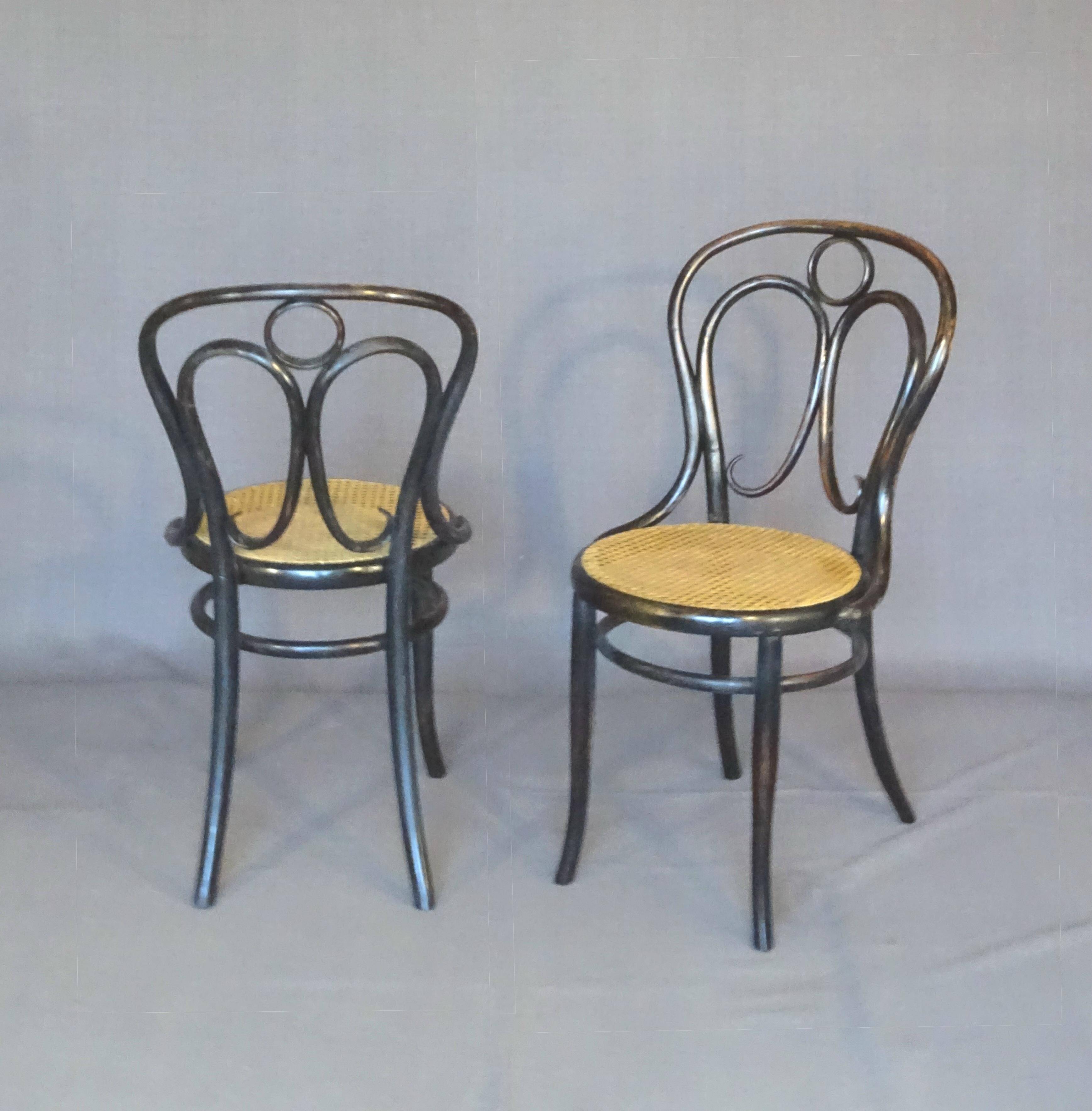 2 KOHN N°35 Art Nouveau bistro chairs -1875- recently hand-caned