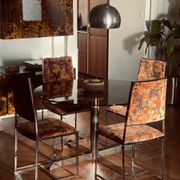 Florence Knoll table Roche Bobois 70s smoked glass chrome vintage design