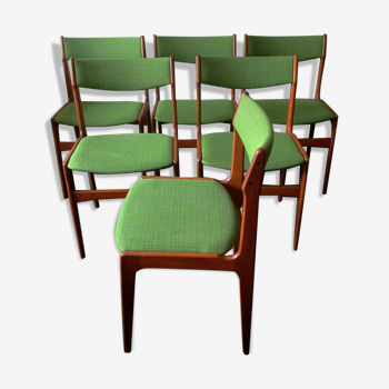 Ensemble de 6 chaises à manger en teck danois par Erik Buch, 1960