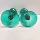 Postmodern Pair of Teal, Red and Gold Liqueur Glasses by Salviati, Murano, Italy
