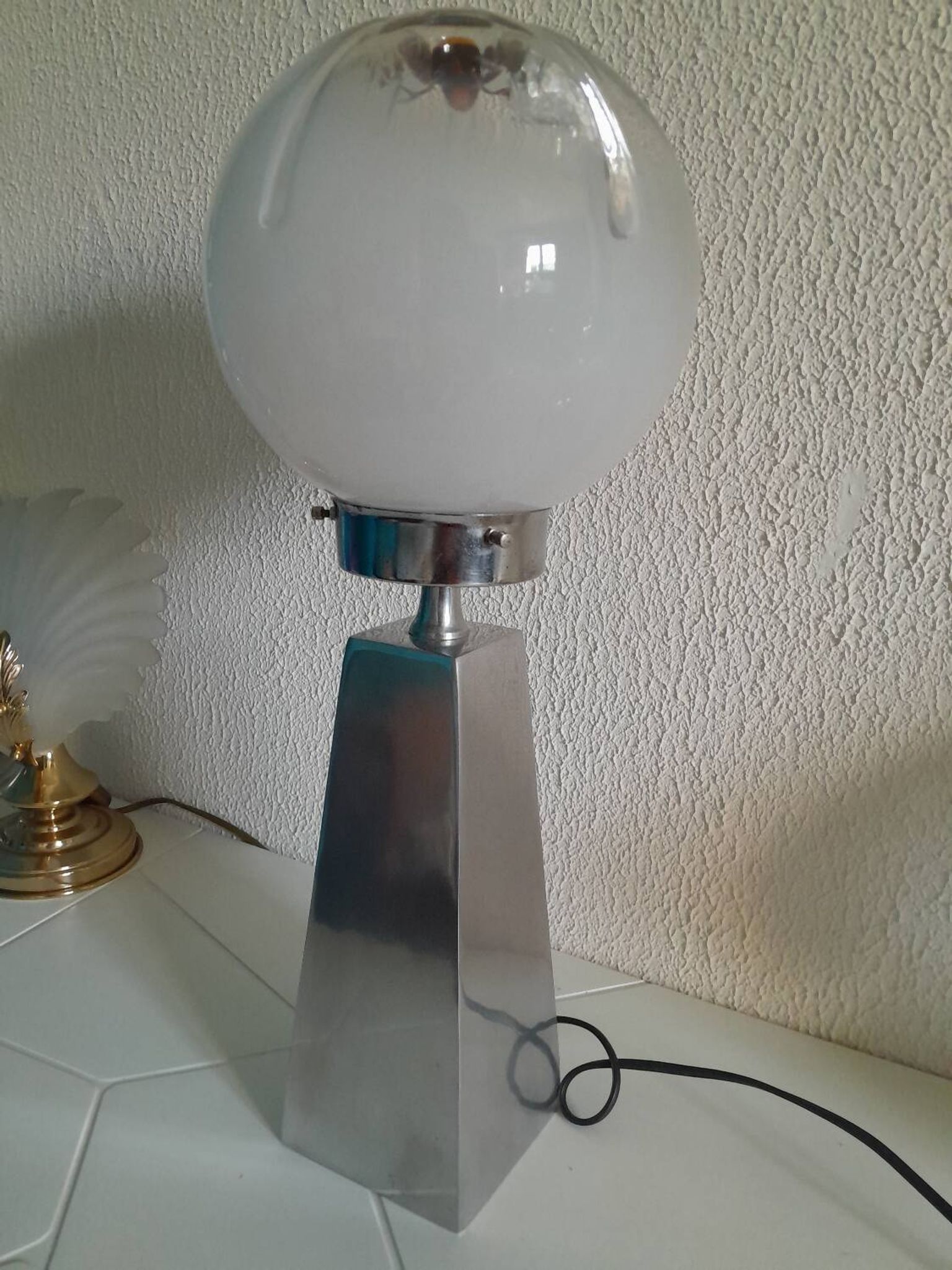 Vintage Murano Globe Chrome Lamp