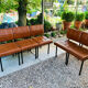 Set of 5 faux leather armchairs in fawn from the 1950s.