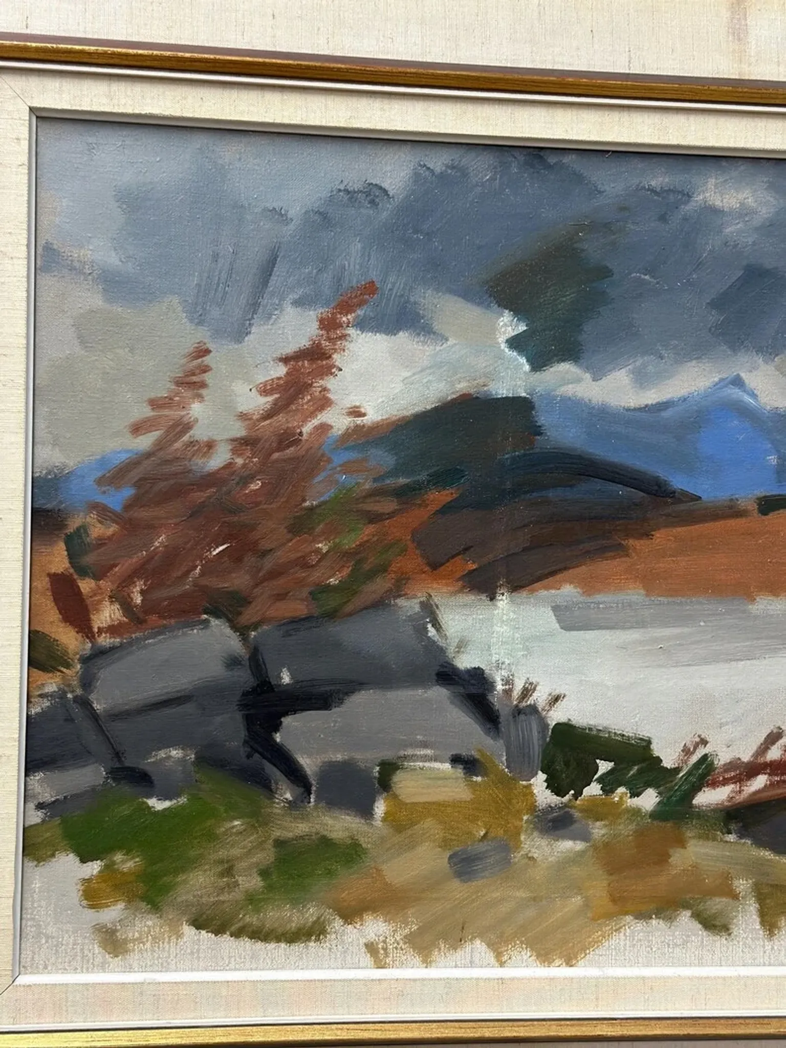 Original Swedish Oil on Canvas – “Landscape” by Ivar Hjertqvist – Vintage & Framed 74 × 65 cm (29" × 25.5")