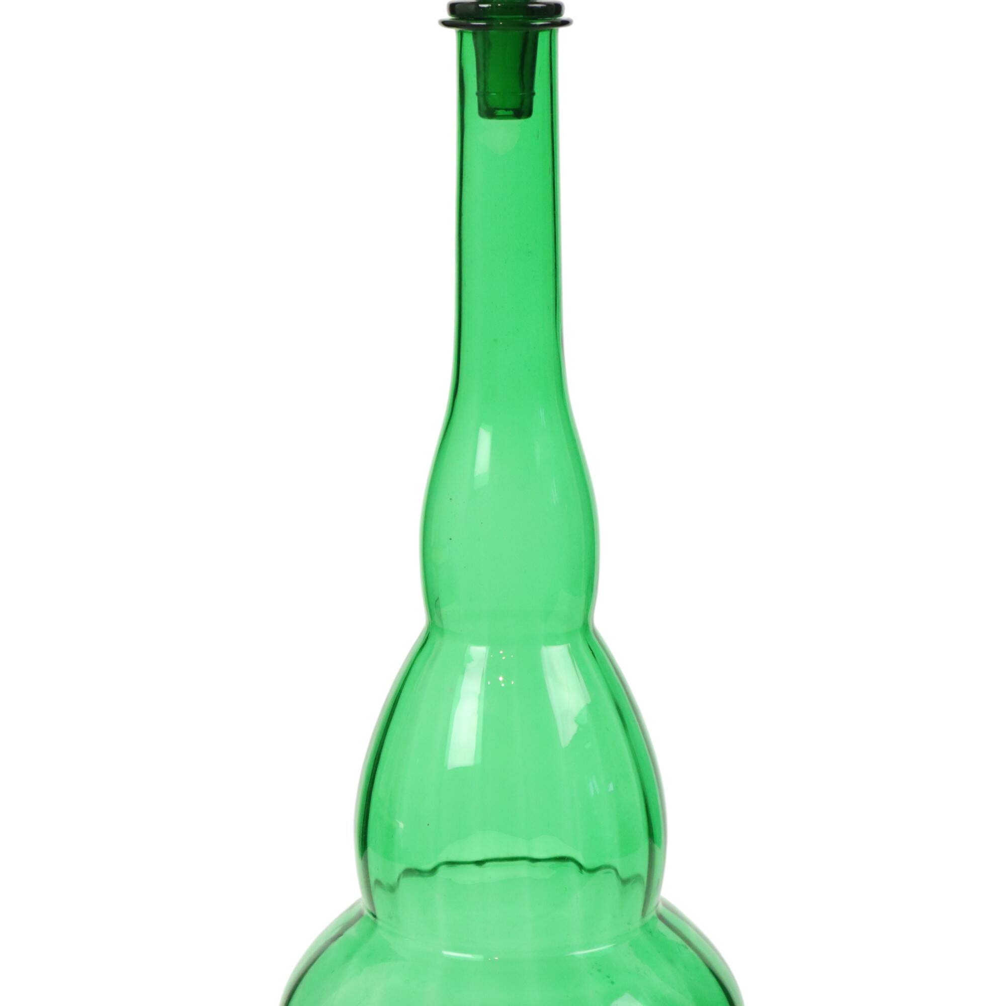 Huge Green Glass Carafe Genie Bottle Empoli Italy 63cm