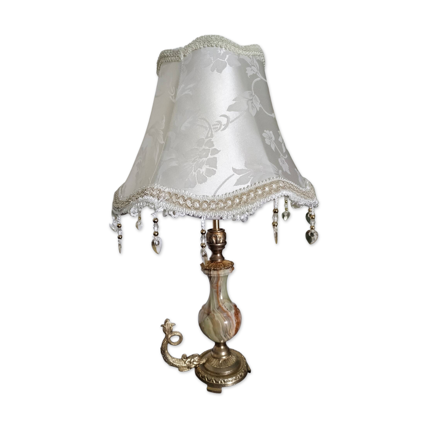 Lampe de table vintage en onyx et laiton, Italie