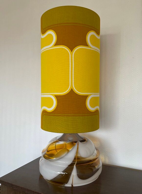 Table lamp lampshade vintage fabric Sirius pattern