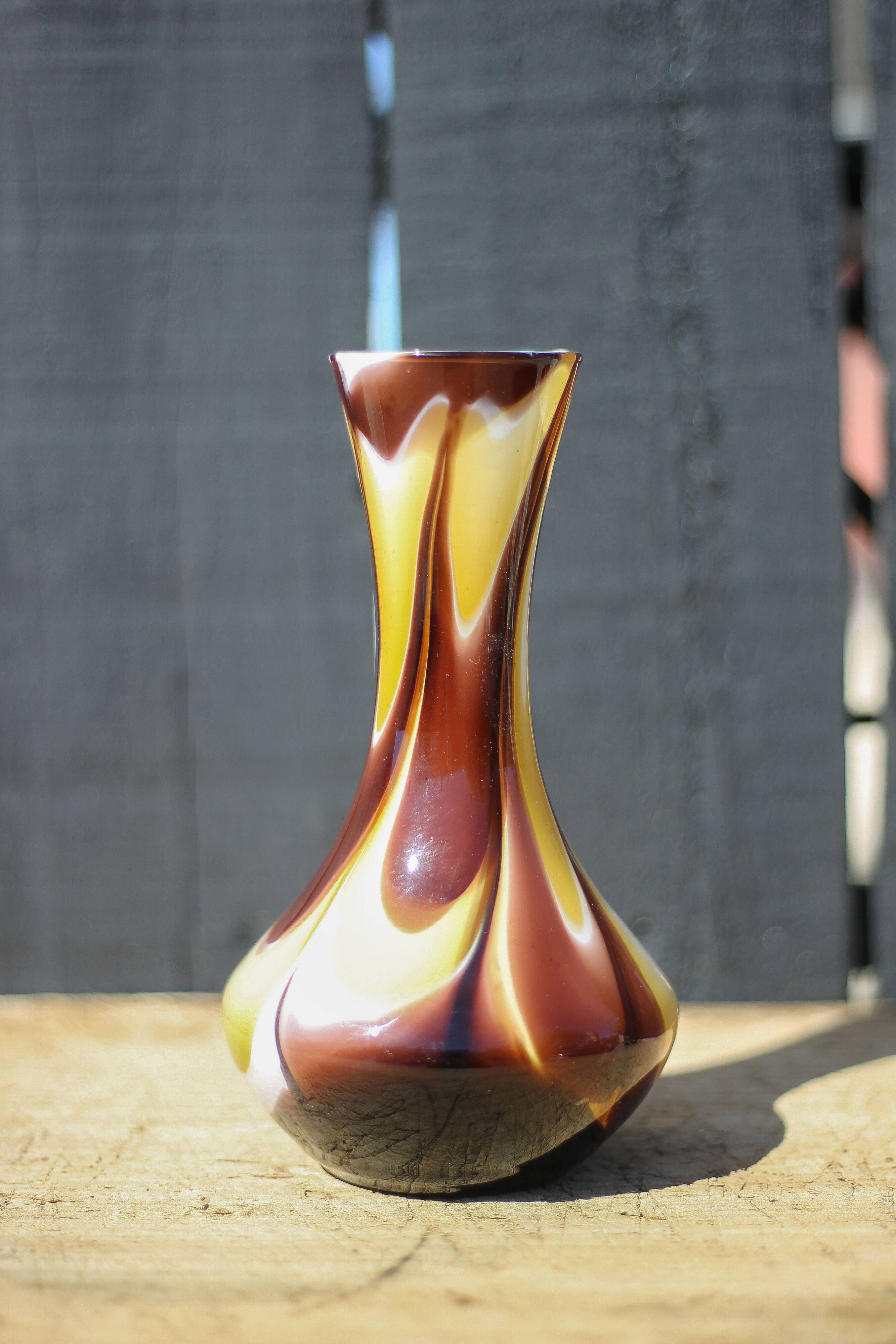 Italian opaline vase, flower pot, flower vase, blown glass, retro, interior decoration