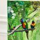 Oil painting on canvas jungle parrot signed vintage