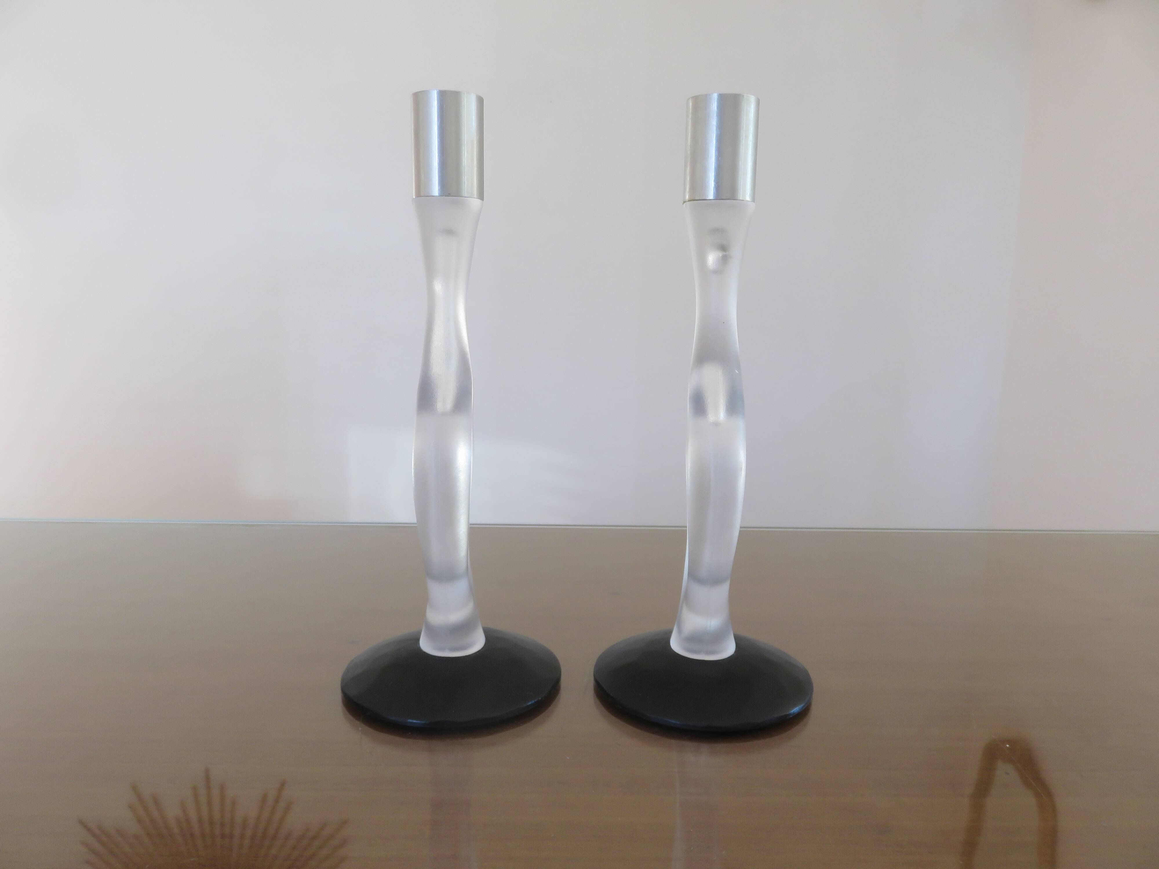 Pair of modernist candlesticks, 1990