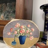 Watercolor with vintage double-sided rose bouquets