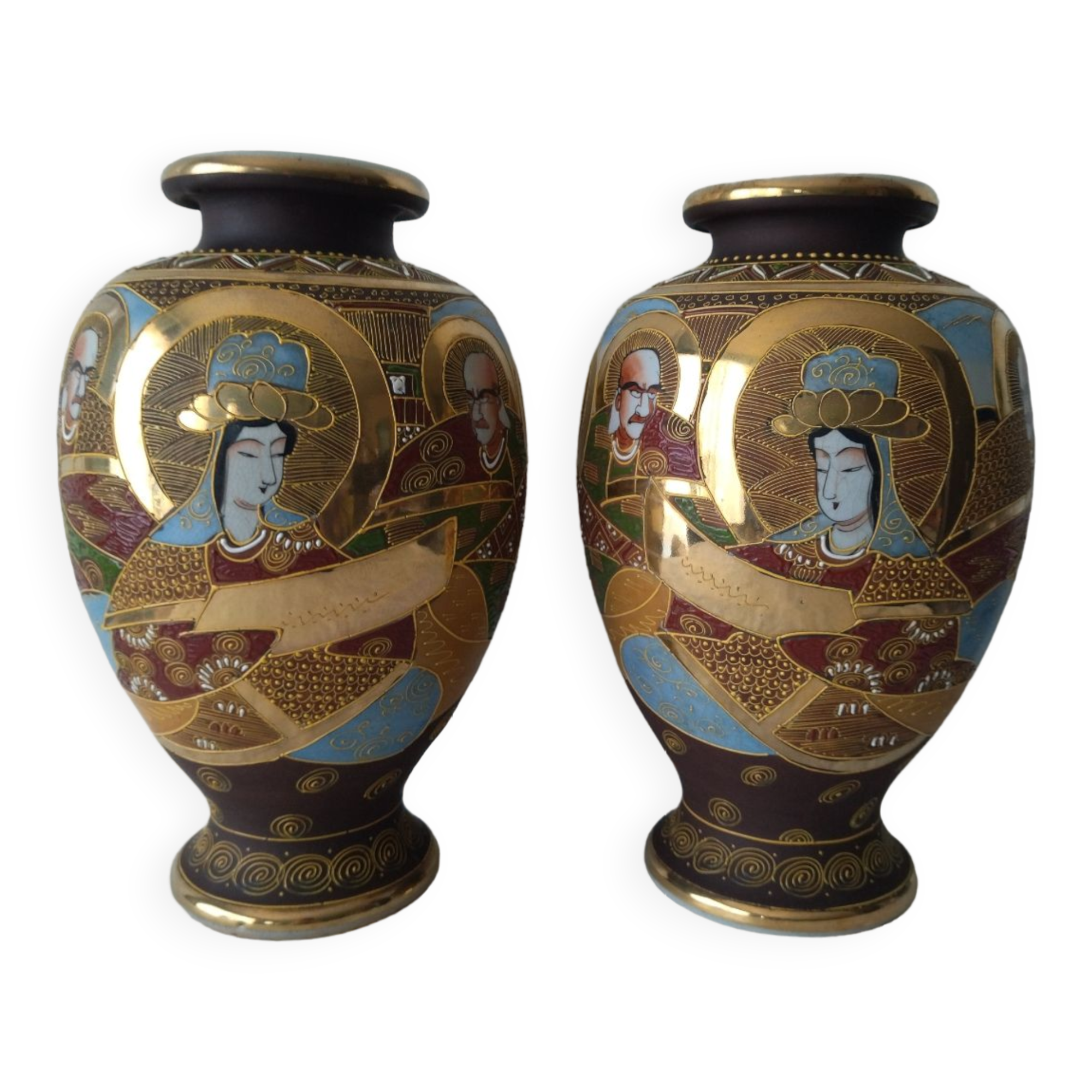 Pair of vintage satsuma vases