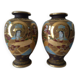 Pair of vintage satsuma vases