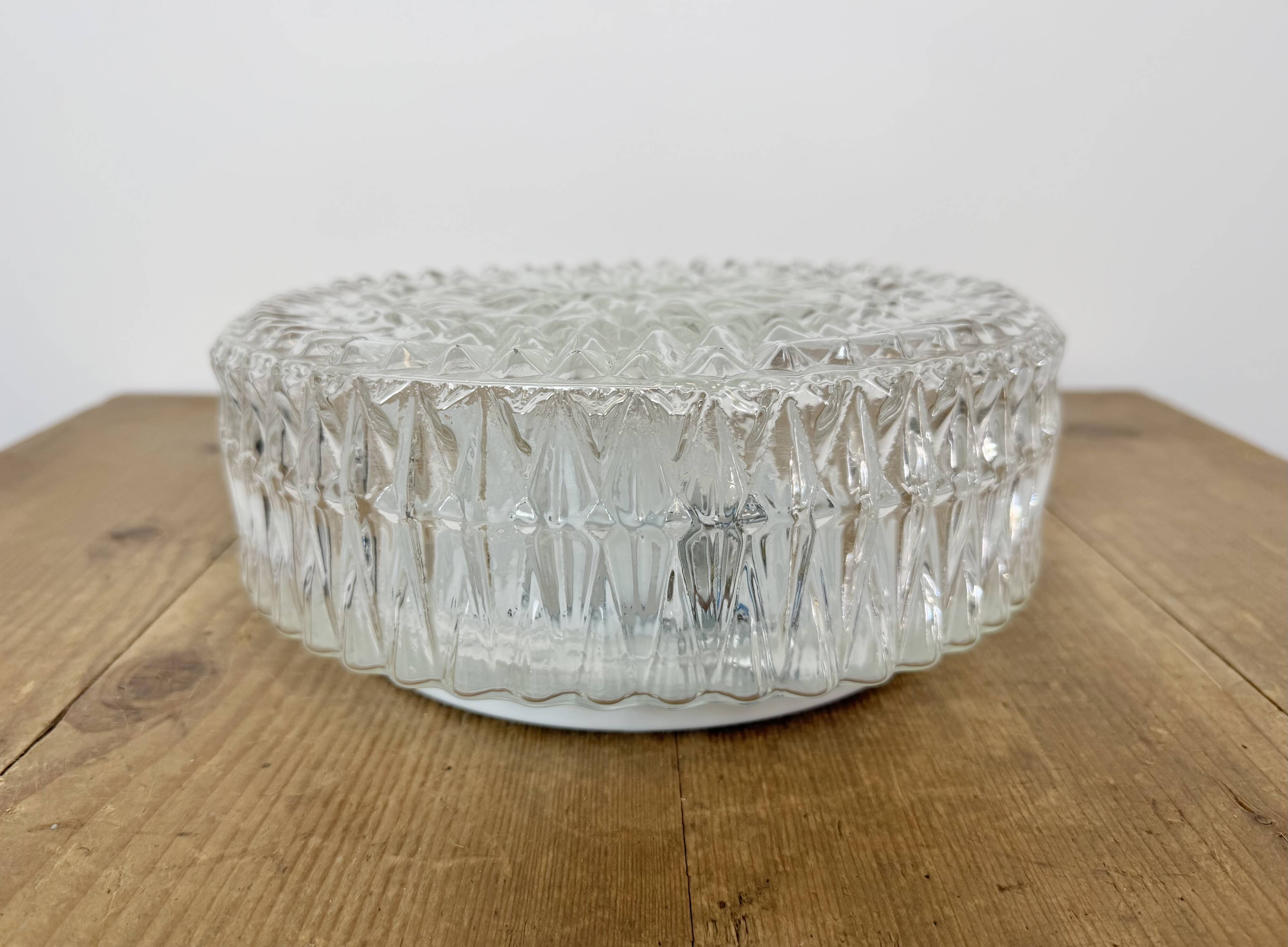 Vintage Glass Wall or Ceiling Light, 1970s