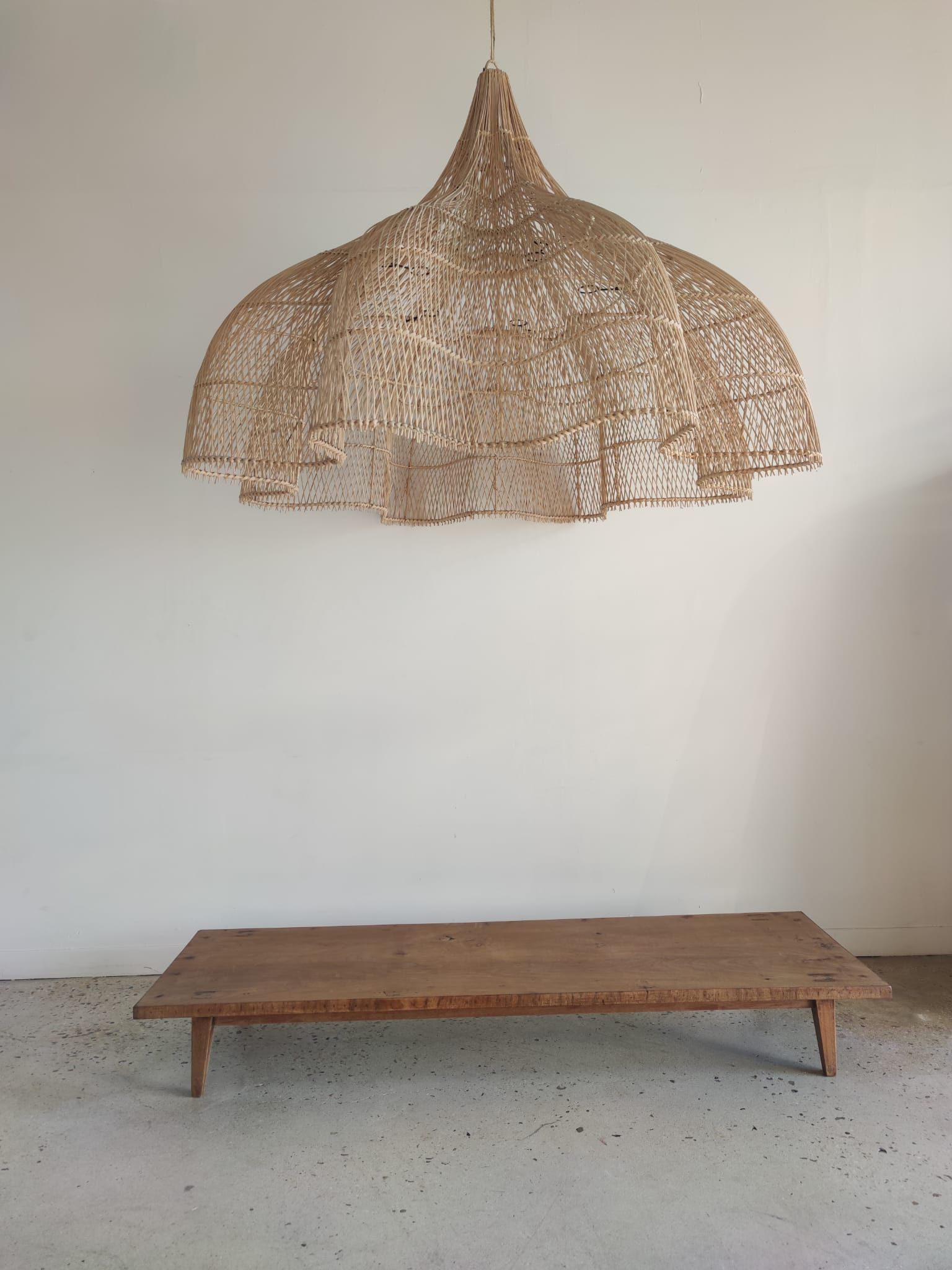 Huge rattan suspension in the shape of a corolla H:1m; D: 1m50