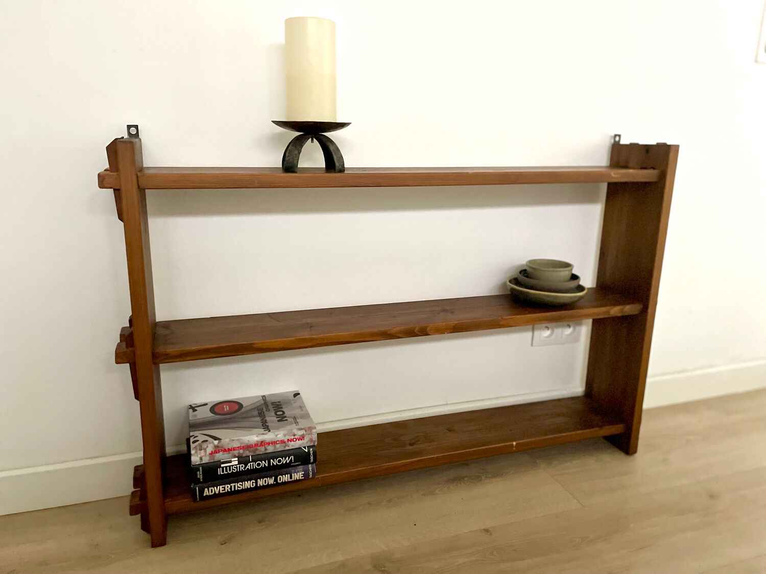 Brutalist wooden shelf