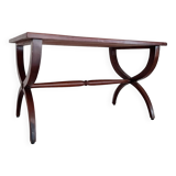 Old wooden coffee table - crossed base