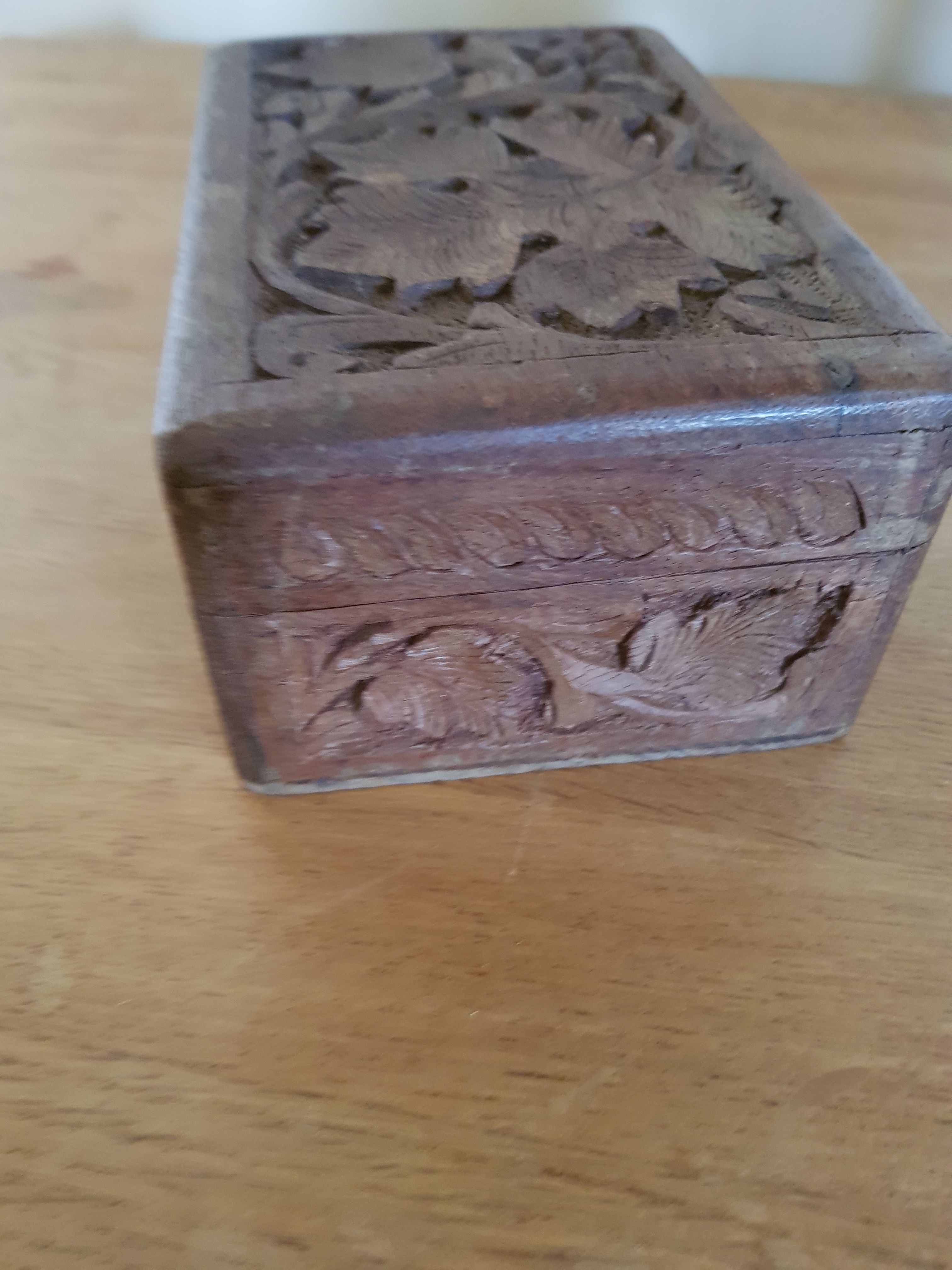 Black Forest style vintage carved wooden box Jewelry box 11