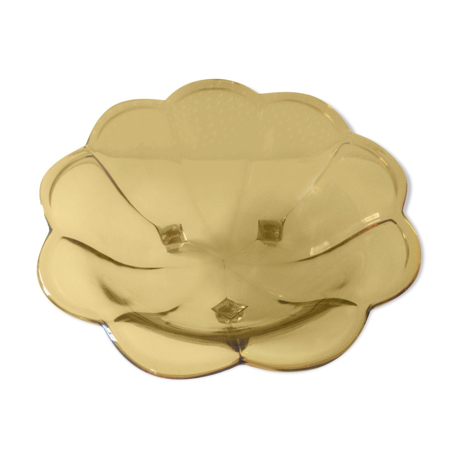 Cut/saladier tripod in the shape of amber-coloured flower